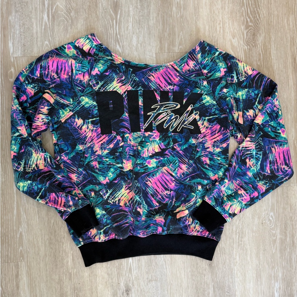 Victoria's Secret Pink Tropical Multicolor Crew- XS